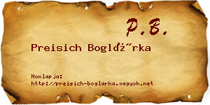 Preisich Boglárka névjegykártya